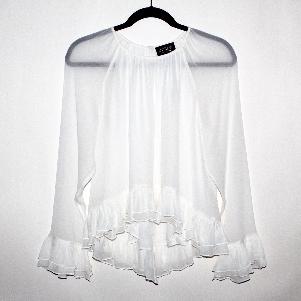 J. Crew Collection Ruffle Top in Viscose Chiffon